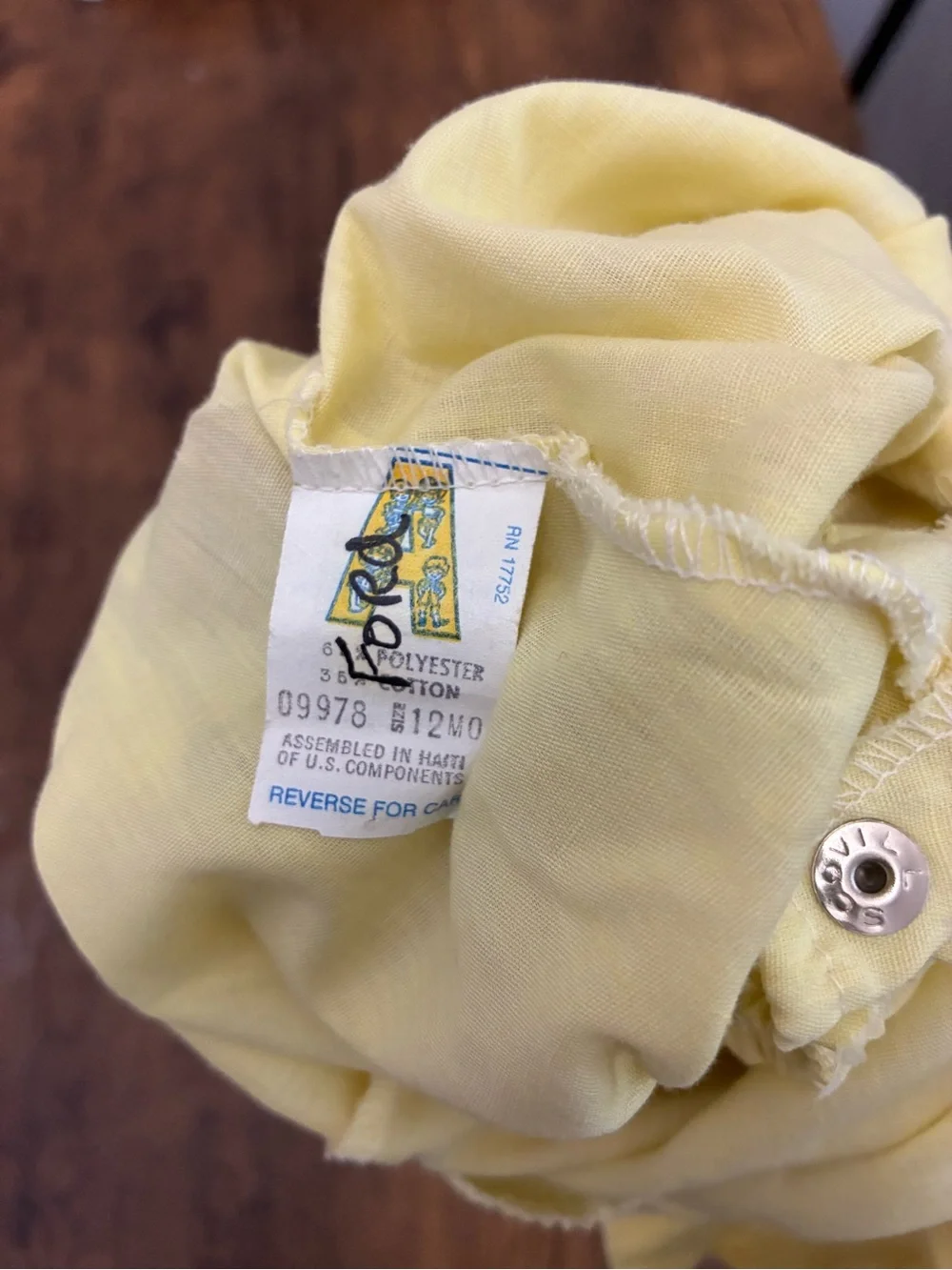 Vintage 12 Month Yellow Romper